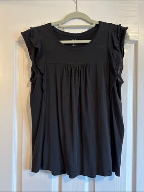 GAP Black Ruffled Sleeve Tank Top